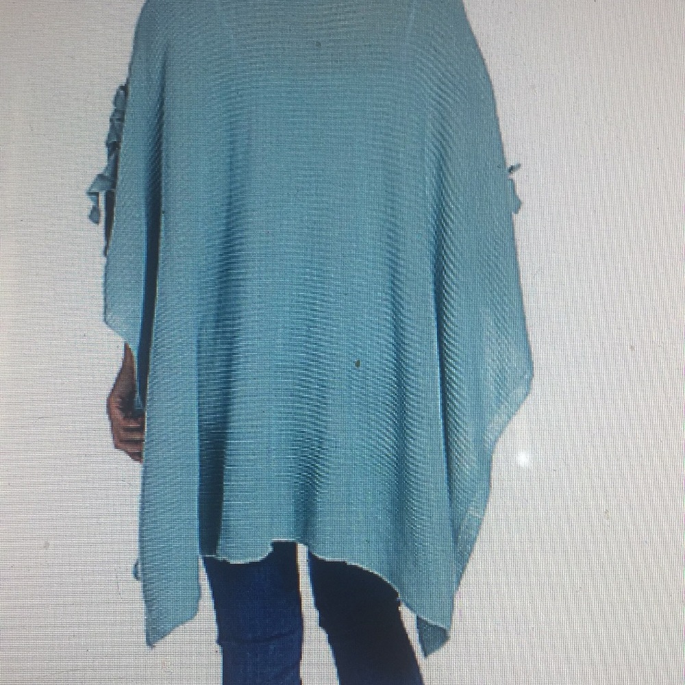 NEW tie BLACK ONLY Grommet detailed Poncho/sweater - Picture 6 of 6